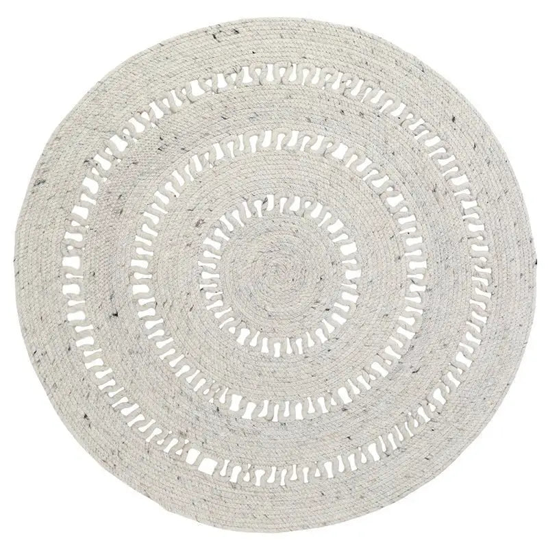 Tapis laine feutrée rond ajourée BIBEK NATUREL S - Sueños de Cigueña