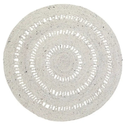 Tapis laine feutrée rond ajourée BIBEK NATUREL S - Sueños de Cigueña