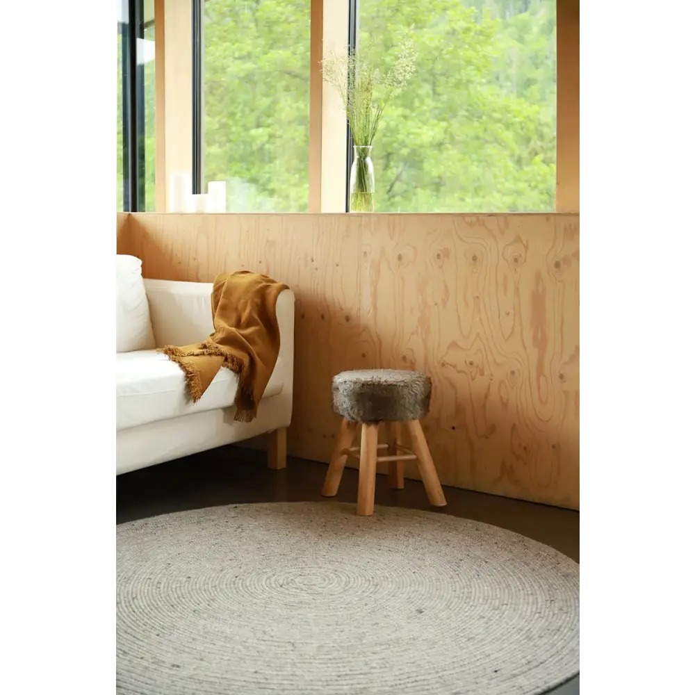 Tapis rond laine feutrée NEETHU GRIS M - Sueños de Cigueña