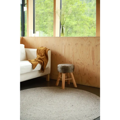 Tapis rond laine feutrée NEETHU GRIS M - Sueños de Cigueña