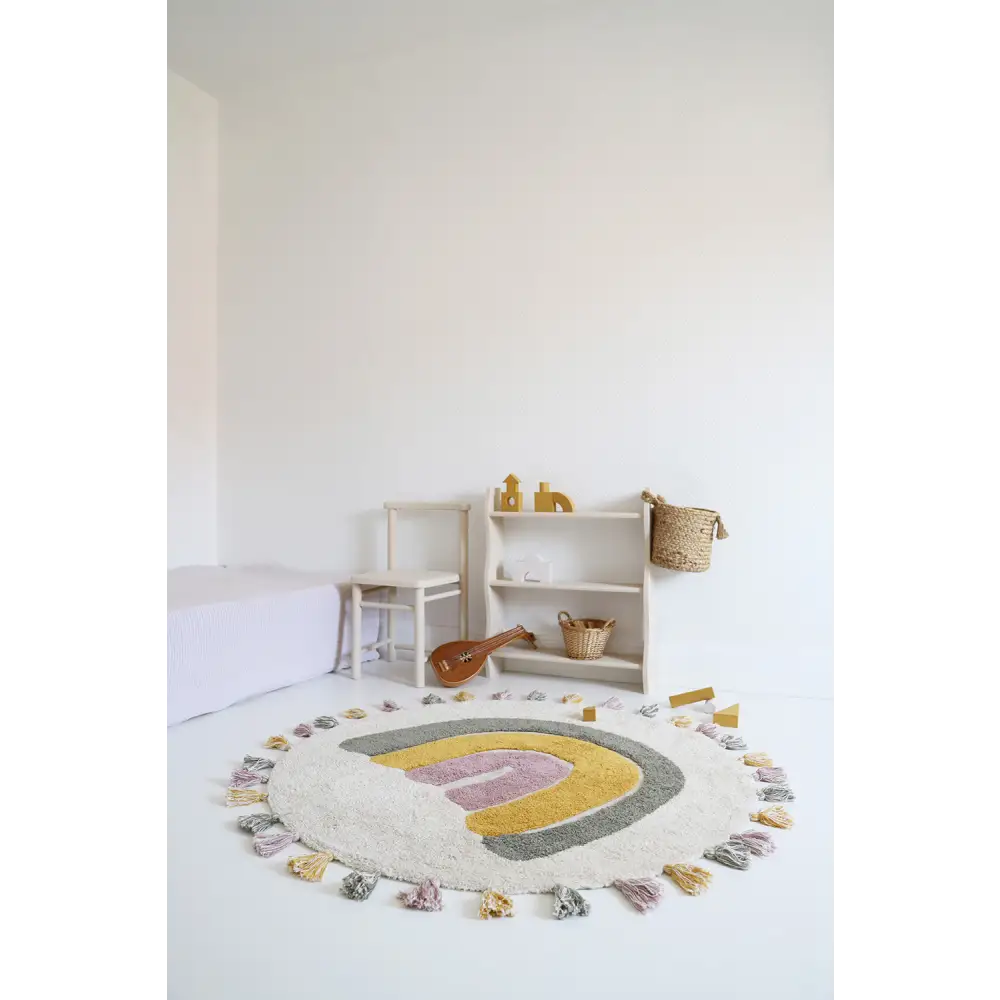 Alfombra Infantil 110 cm RAINBOW MOSS Algodón Lavable en lavadora - Sueños de Cigueña 
