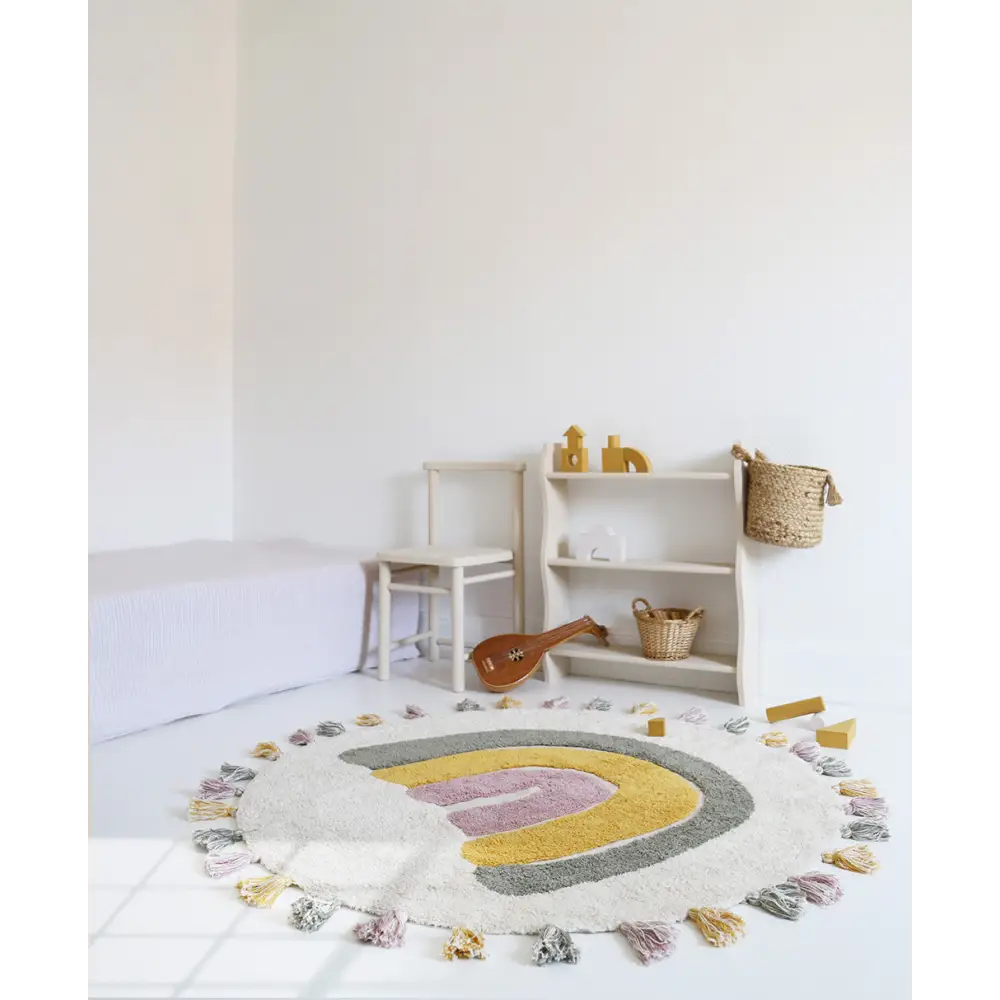 Alfombra Infantil 110 cm RAINBOW MOSS Algodón Lavable en lavadora - Sueños de Cigueña 