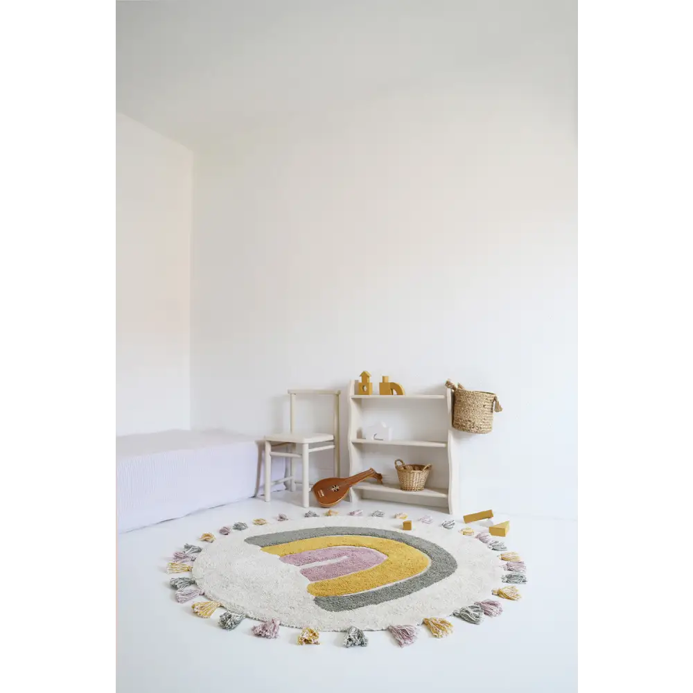 Alfombra Infantil 110 cm RAINBOW MOSS Algodón Lavable en lavadora - Sueños de Cigueña 
