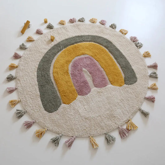 Alfombra Infantil 110 cm RAINBOW MOSS Algodón Lavable en lavadora - Sueños de Cigueña 