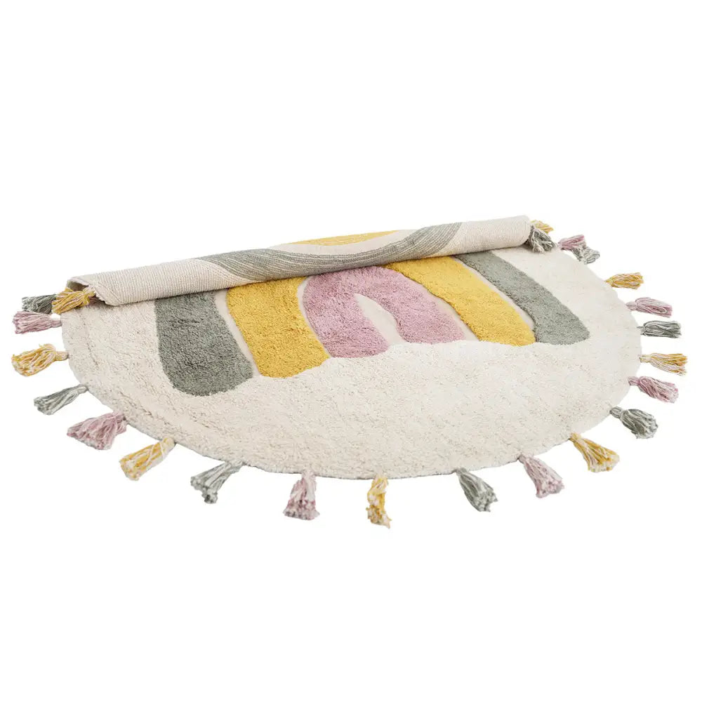 Alfombra Infantil 110 cm RAINBOW MOSS Algodón Lavable en lavadora - Sueños de Cigueña 