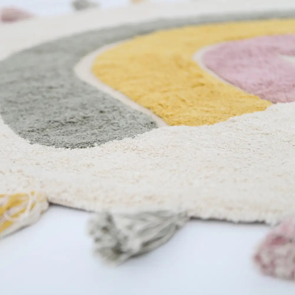 Alfombra Infantil 110 cm RAINBOW MOSS Algodón Lavable en lavadora - Sueños de Cigueña 