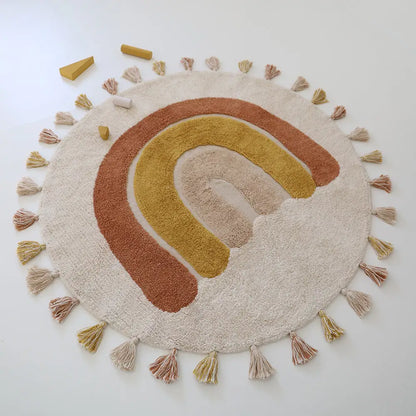 Alfombra Infantil 110 cm RAINBOW TOFFEE Algodón Lavable en lavadora - Sueños de Cigueña 