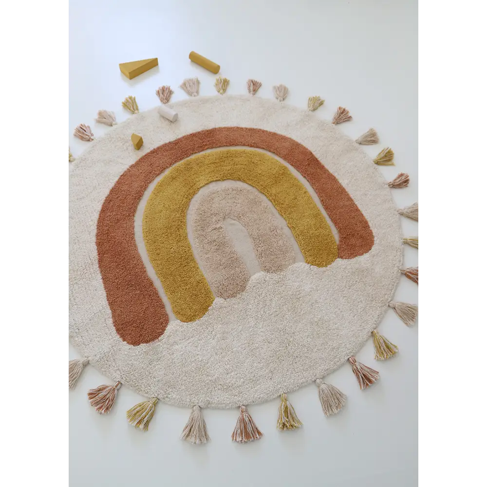 Alfombra Infantil 110 cm RAINBOW TOFFEE Algodón Lavable en lavadora - Sueños de Cigueña 