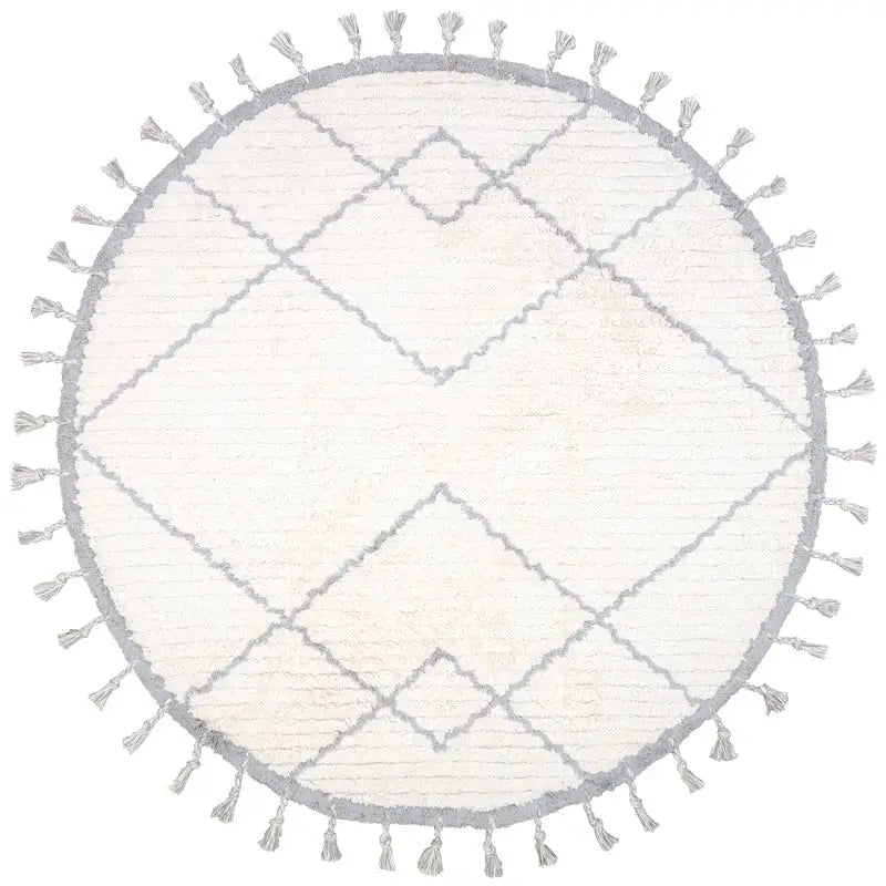 Tapis enfant coton lavable rond CÔME NATUREL GRIS - Sueños de Cigueña