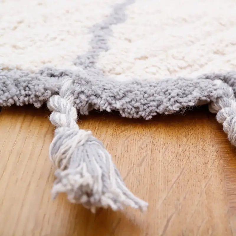 Tapis enfant coton lavable rond CÔME NATUREL GRIS - Sueños de Cigueña