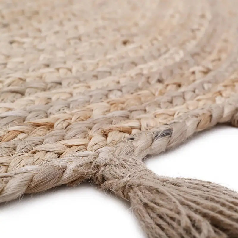 Tapis rond jute avec pompons ELSE - Sueños de Cigueña