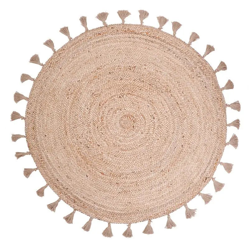 Tapis rond jute avec pompons ELSE - Sueños de Cigueña