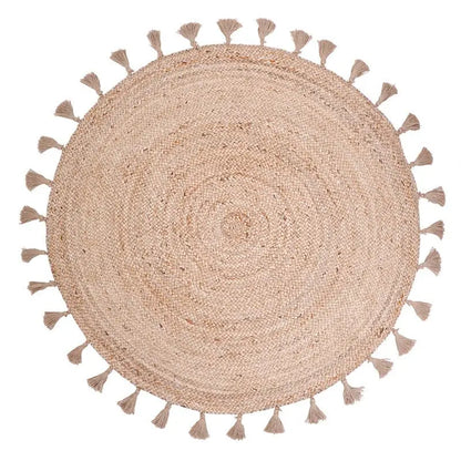 Tapis rond jute avec pompons ELSE - Sueños de Cigueña