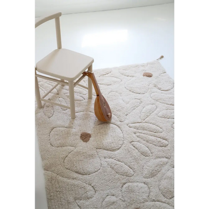Alfombra infantil de algodón lavable con estampado de flores GENTLE FLORA - Sueños de Cigueña