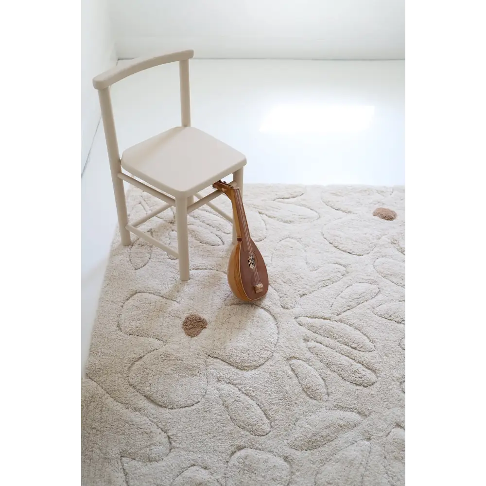 Alfombra infantil de algodón lavable con estampado de flores GENTLE FLORA - Sueños de Cigueña