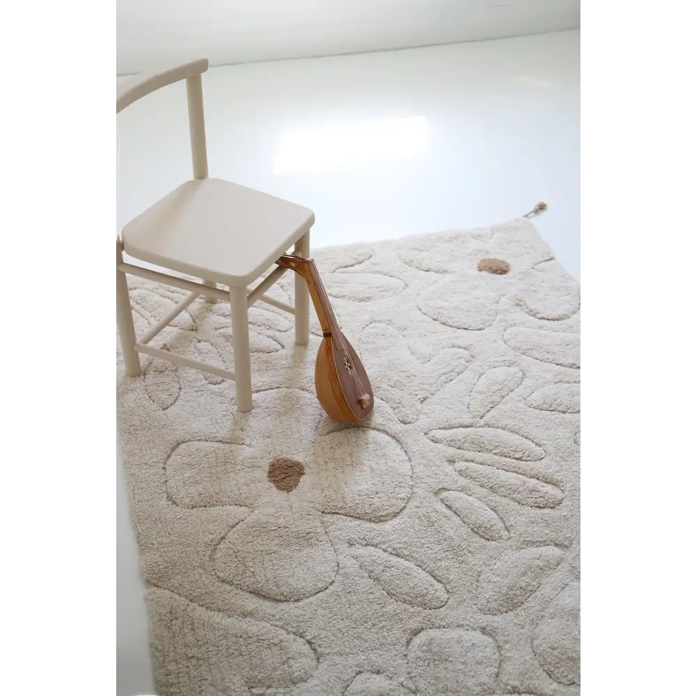 Alfombra infantil de algodón lavable con estampado de flores GENTLE FLORA - Sueños de Cigueña