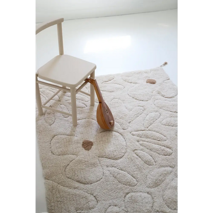 Alfombra infantil de algodón lavable con estampado de flores GENTLE FLORA - Sueños de Cigueña