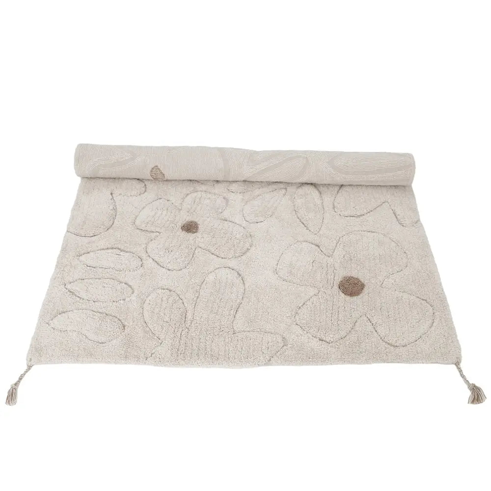 Alfombra infantil de algodón lavable con estampado de flores GENTLE FLORA - Sueños de Cigueña