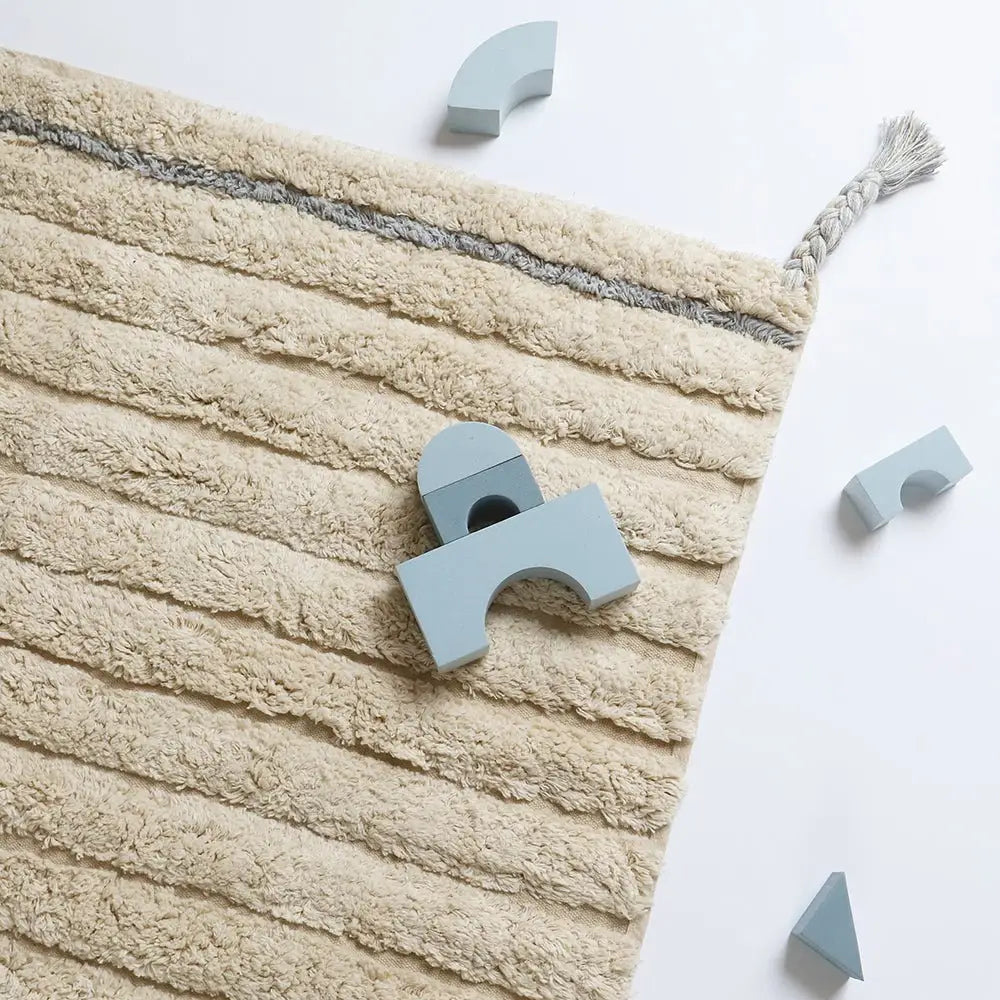 Tapis chambre enfant coton lavable DALIA BLEU - Sueños de Cigueña