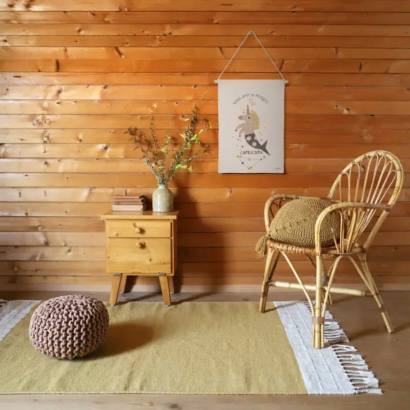Tapis chambre coton LUCIA MOUTARDE - Sueños de Cigueña