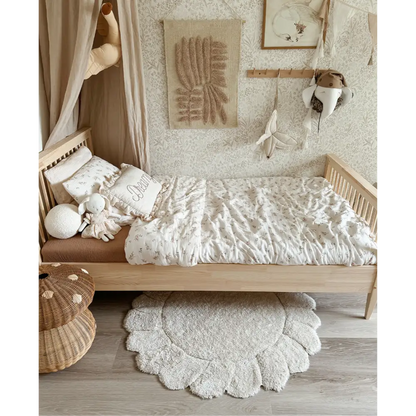 Alfombra de habitación infantil redonda algodon lavable "petalos" GABRIELLE 110cm - Sueños de Cigueña 