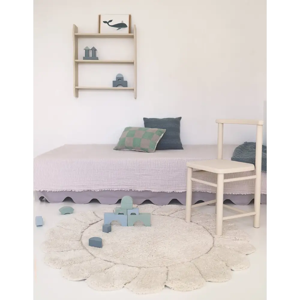Tapis chambre enfant coton lavable rond finition "pétales" GABRIELLE - Sueños de Cigueña