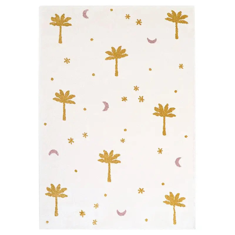 Tapis chambre enfant petits palmiers LITTLE PALM MIEL - Sueños de Cigueña