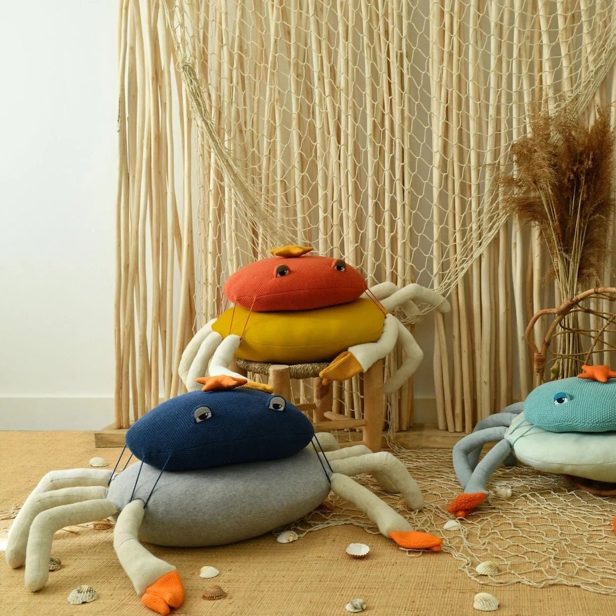 Cojín modular Puf grande cangrejo decorativo grande para niños - Azul océano - Sueños de Cigueña 