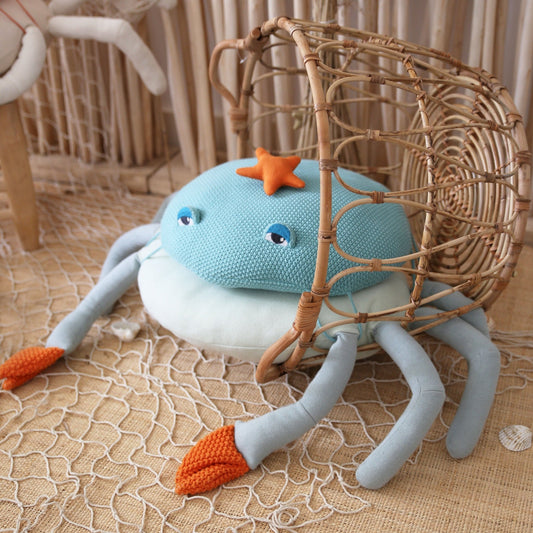 Cojín modular Puf grande cangrejo decorativo grande para niños - Chiné turquesa - Sueños de Cigueña 