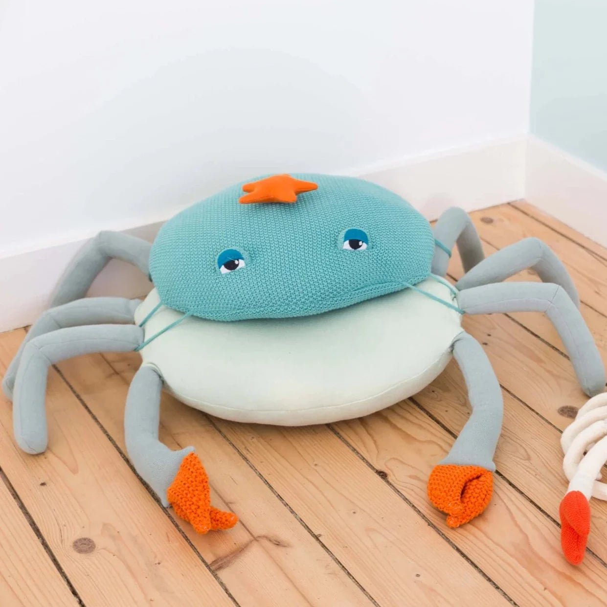 Cojín modular Puf grande cangrejo decorativo grande para niños - Chiné turquesa - Sueños de Cigueña 
