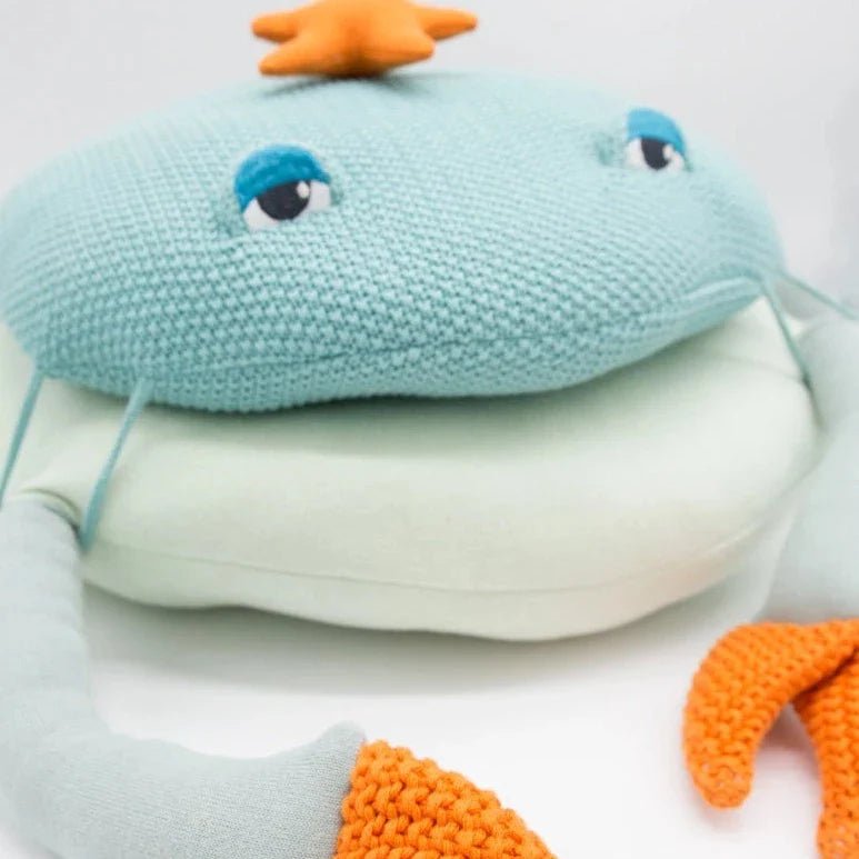 Cojín modular Puf grande cangrejo decorativo grande para niños - Chiné turquesa - Sueños de Cigueña 