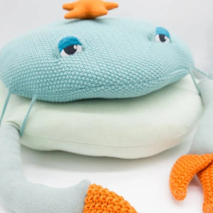 Cojín modular Puf grande cangrejo decorativo grande para niños - Chiné turquesa - Sueños de Cigueña 