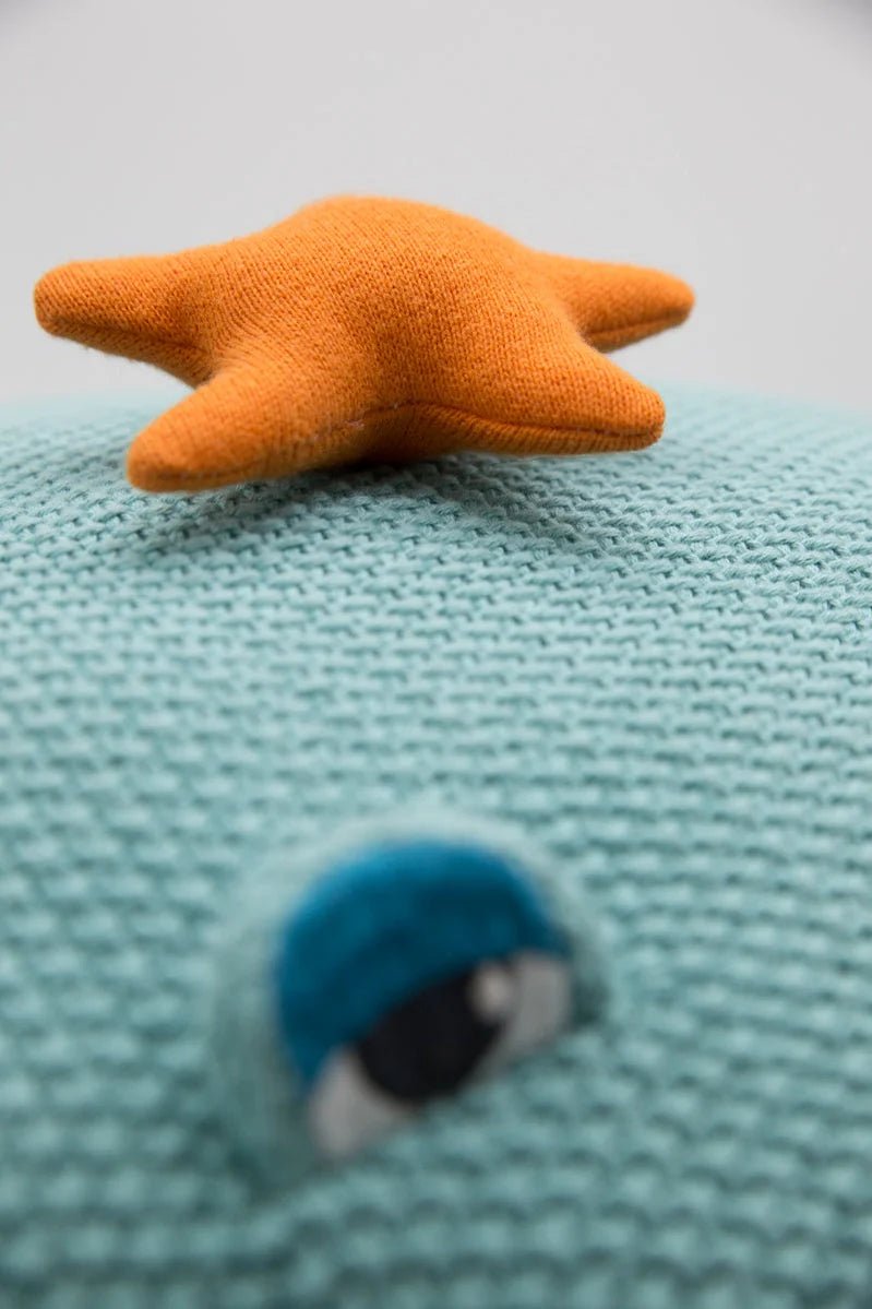 Cojín modular Puf grande cangrejo decorativo grande para niños - Chiné turquesa - Sueños de Cigueña 