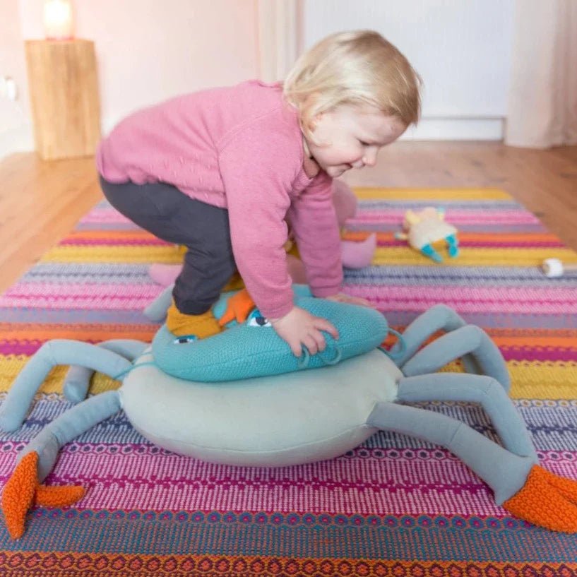 Cojín modular Puf grande cangrejo decorativo grande para niños - Chiné turquesa - Sueños de Cigueña 