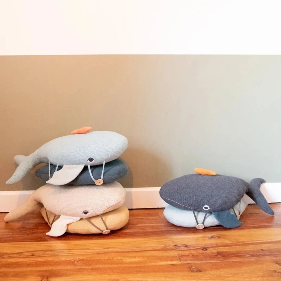 Cojín modular Puf grande de ballena para niños - Azul - Sueños de Cigueña 