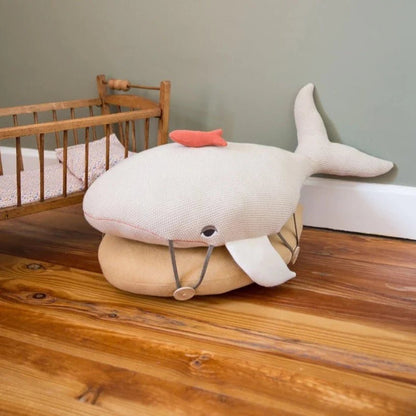 Cojín modular Puf grande de ballena para niños - Sand Beige - Sueños de Cigueña 