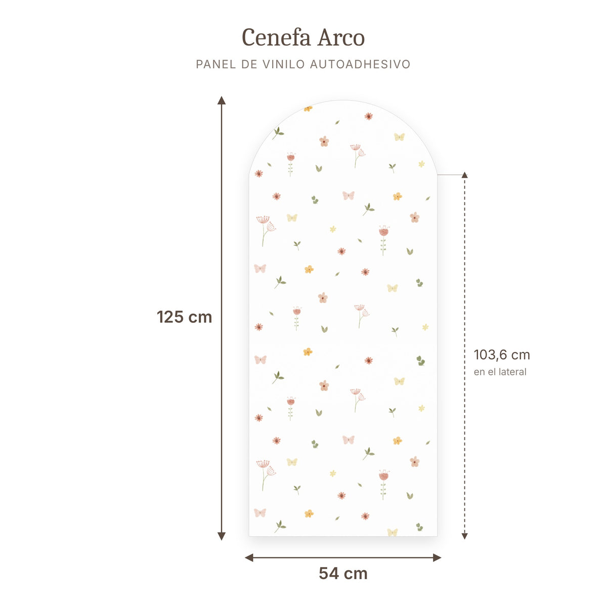 Cenefa de arco Flores acuarela: medidas del panel