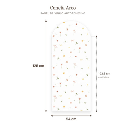 Cenefa de arco Flores acuarela: medidas del panel
