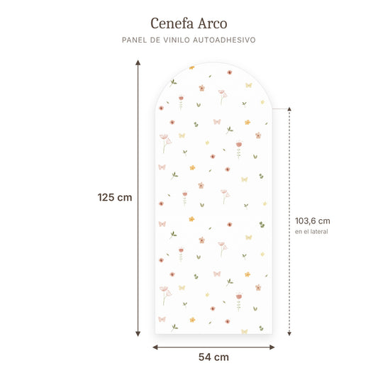 Cenefa de arco Flores acuarela: medidas del panel