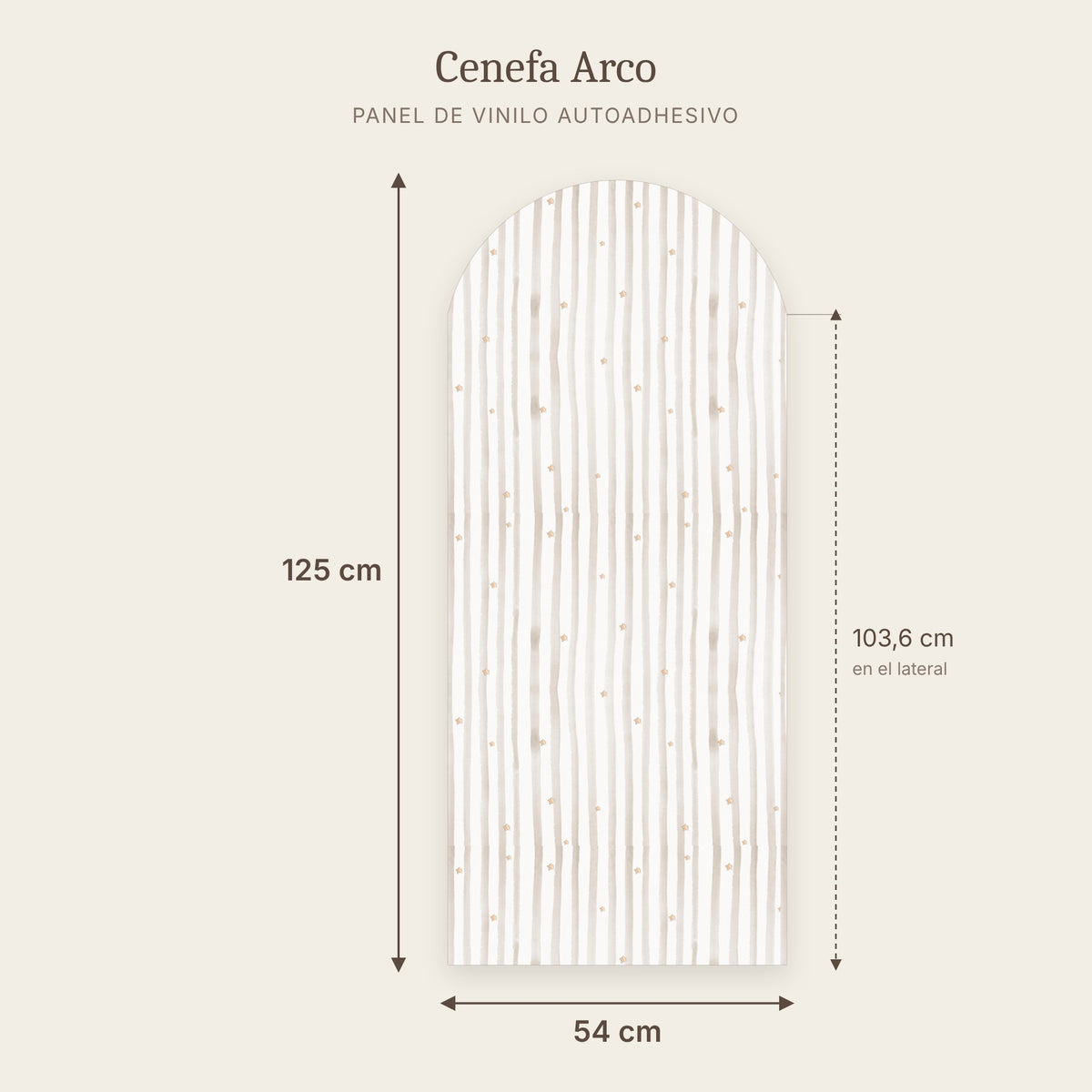 Cenefa de arco Rayas y Estrellas acuarela: medidas del panel