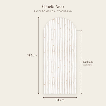 Cenefa de arco Rayas y Estrellas acuarela: medidas del panel