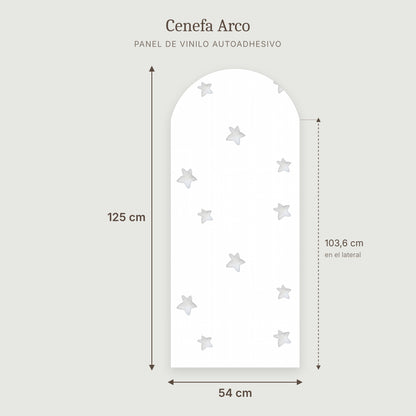 Cenefa de arco Estrellas acuarela gris: medidas del panel