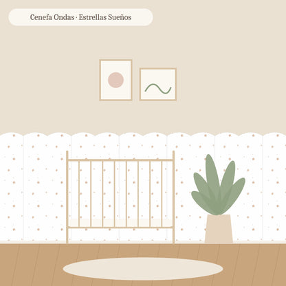 Cenefa de ondas Estrellas Sueños en habitación infantil