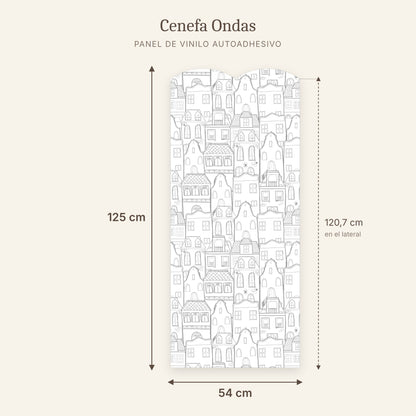 Cenefa de ondas Casitas gris: medidas del panel