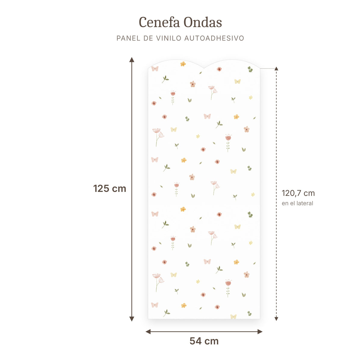 Cenefa de ondas Flores acuarela: medidas del panel