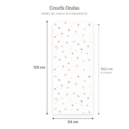 Cenefa de ondas Flores acuarela: medidas del panel