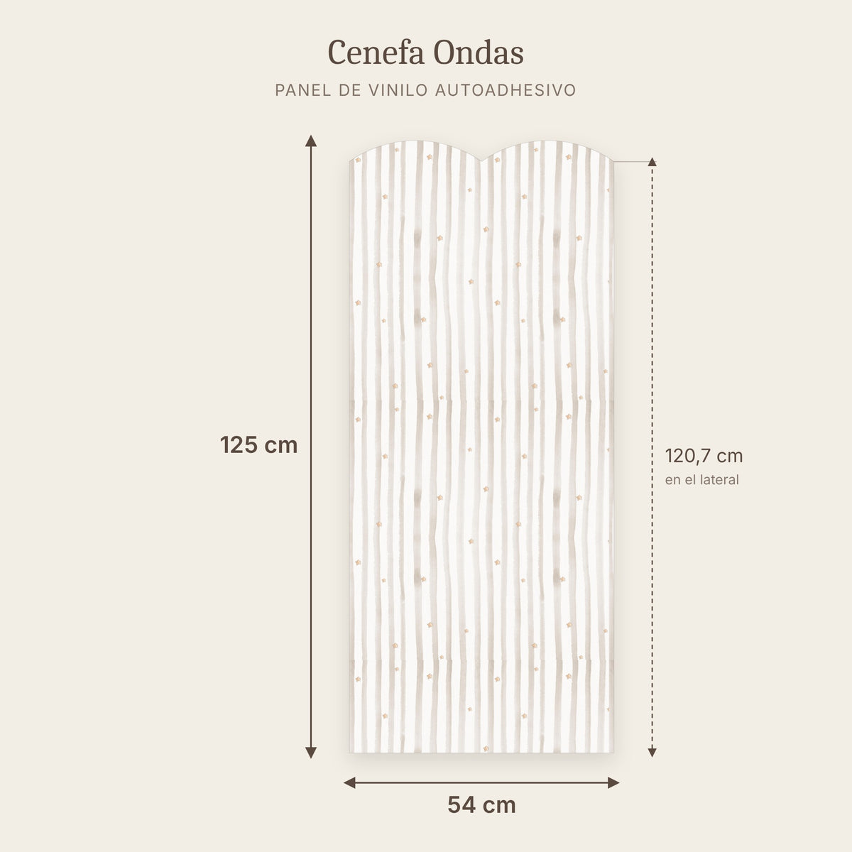 Cenefa de ondas Rayas y Estrellas acuarela: medidas del panel