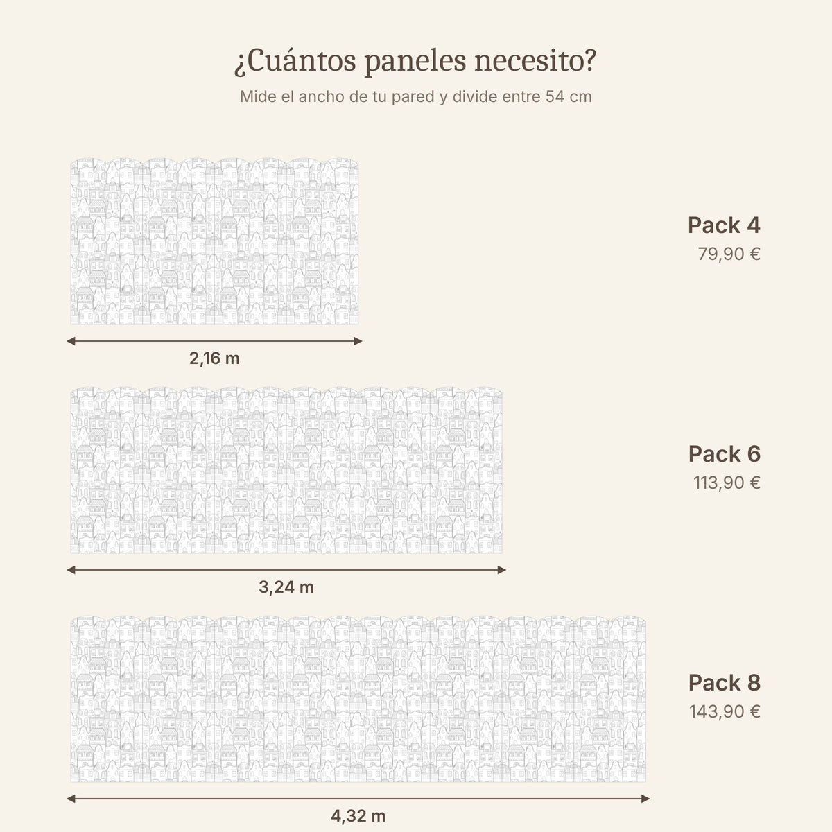 Cenefa de ondas Casitas gris: packs de paneles