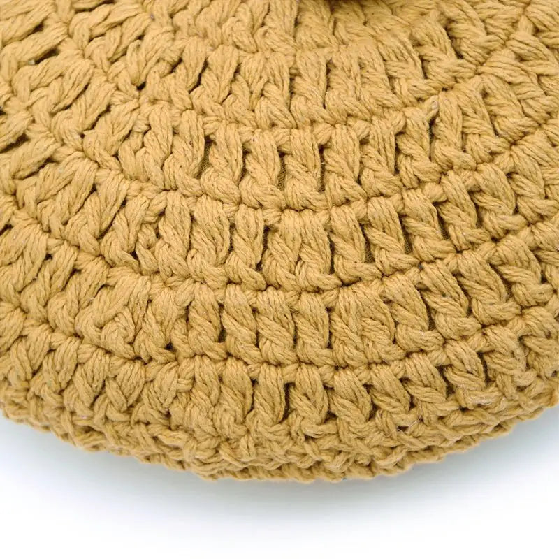 Coussin coton rond crochet LENKA MOUTARDE - Sueños de Cigueña