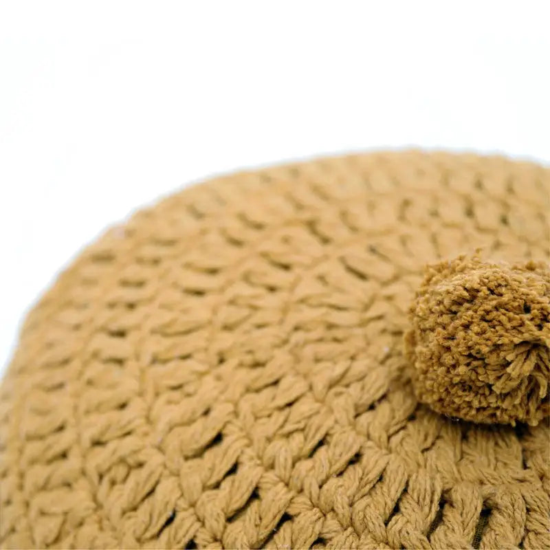 Coussin coton rond crochet LENKA MOUTARDE - Sueños de Cigueña